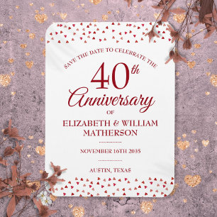 Magnet Flexible 40e anniversaire de mariage Rubis Cœurs Enregistre