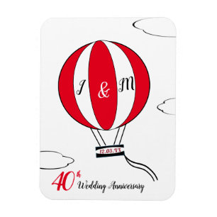 Magnet Flexible 40e anniversaire de Ruby mariage montgolfière