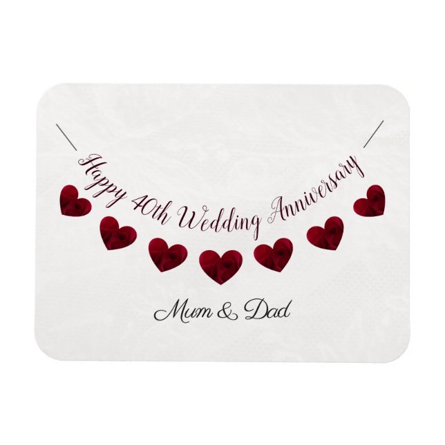 Magnet Flexible 40e Ruby Mariage Anniversaire de bunting maman & p (Horizontal)