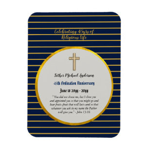 Magnet Flexible 45e anniversaire d'Ordination Prêtre Sapphire Or