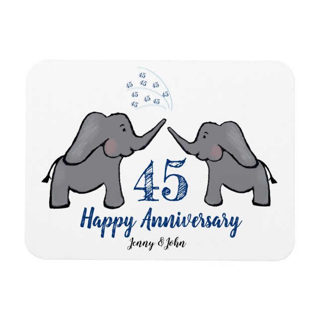 Magnet Flexible 45e anniversaire du mariage sappire éléphant migno (Horizontal)