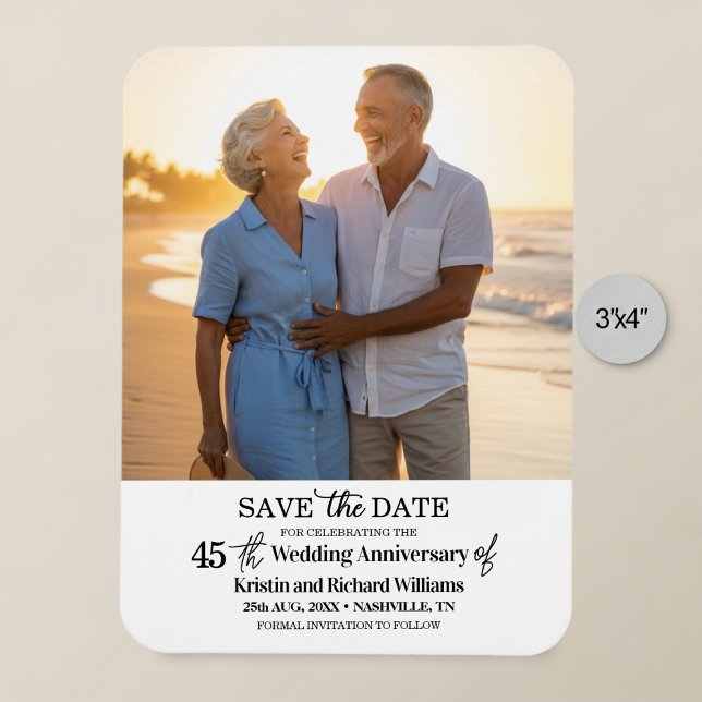 Magnet Flexible 45th Wedding Anniversary Save the Date Photo (Créateur téléchargé)