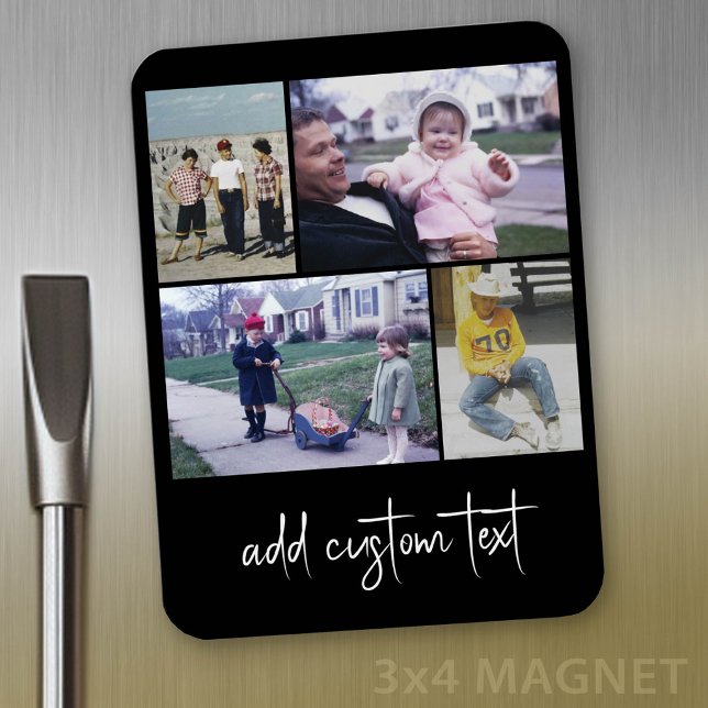 Magnet Flexible 4 Collage de photos - vous pouvez changer la coule (Personalized fridge magnet - add photos and custom text)