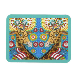 Magnet Flexible 4 juillet GIRAFFES JUMEAUX PATRIOTIQUES, FEU D'ENT
