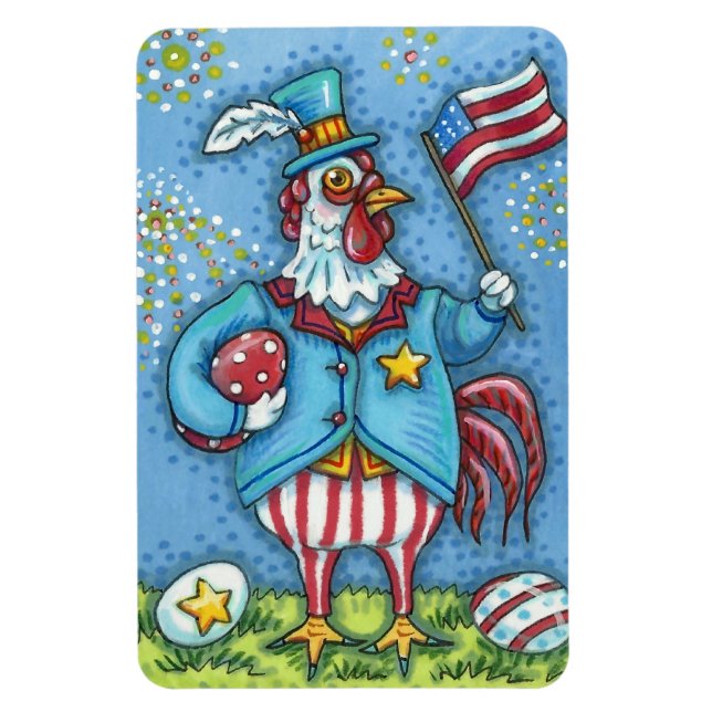 Magnet Flexible 4 juillet ROOSTER, FUNNY PATRIOTIC POULET (Vertical)