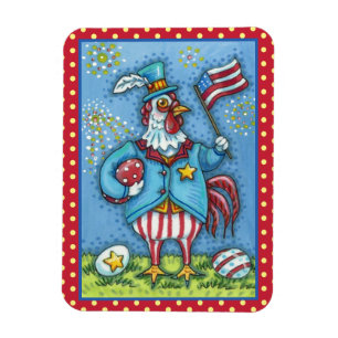 Magnet Flexible 4 juillet ROOSTER, FUNNY PATRIOTIC POULET