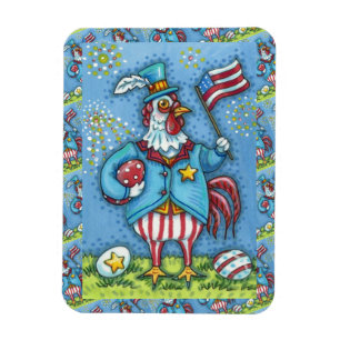 Magnet Flexible 4 juillet ROOSTER, FUNNY PATRIOTIC POULET
