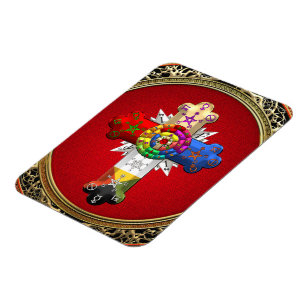 Magnet Flexible [500] Rosy Cross (Croix Rose) sur Red & Gold