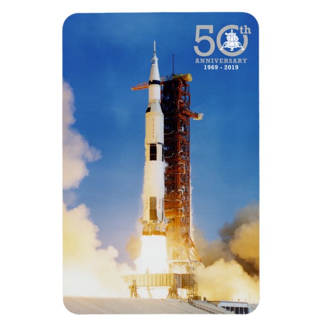 Magnet Flexible 50e anniversaire Apollo 11 Lune Landing, Saturn V  (Vertical)
