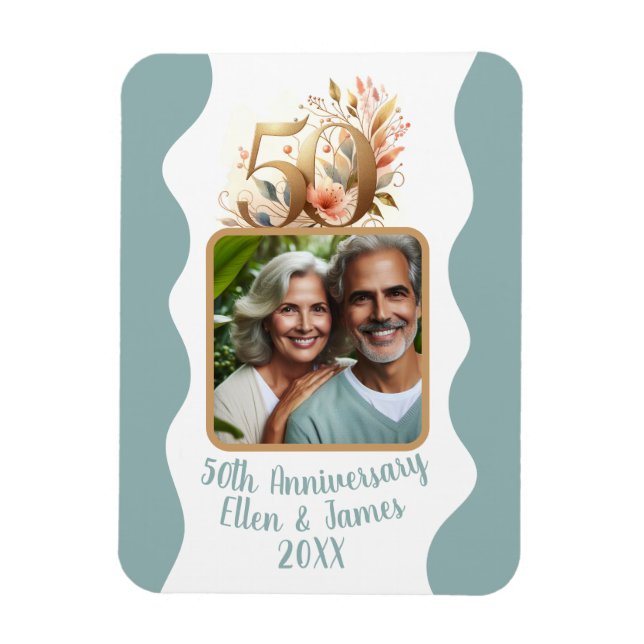 Magnet Flexible 50e anniversaire de Mariage d'or photo Keepsaké (Vertical)