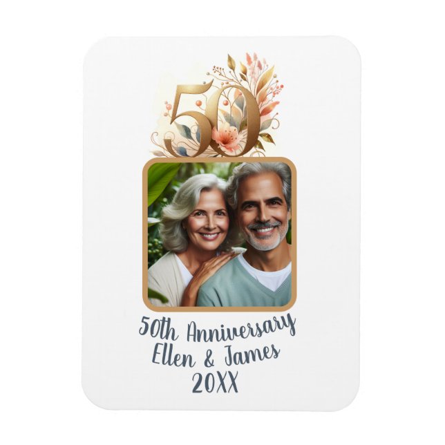 Magnet Flexible 50e anniversaire de Mariage d'or photo Keepsaké (Vertical)