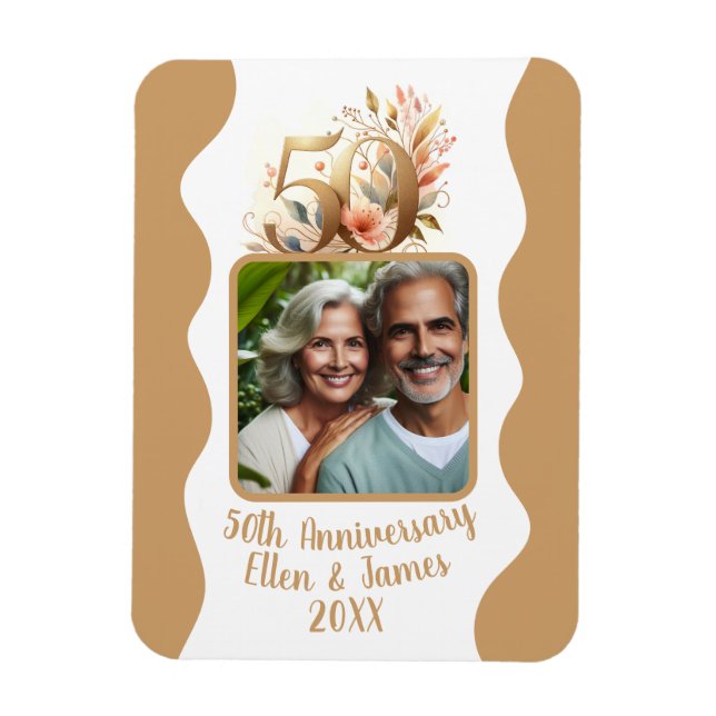 Magnet Flexible 50e anniversaire de Mariage d'or photo Keepsaké (Vertical)