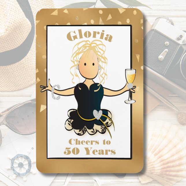 Magnet Flexible 50e anniversaire Sparkle Glam Funny Cheers à 50 (Créateur téléchargé)