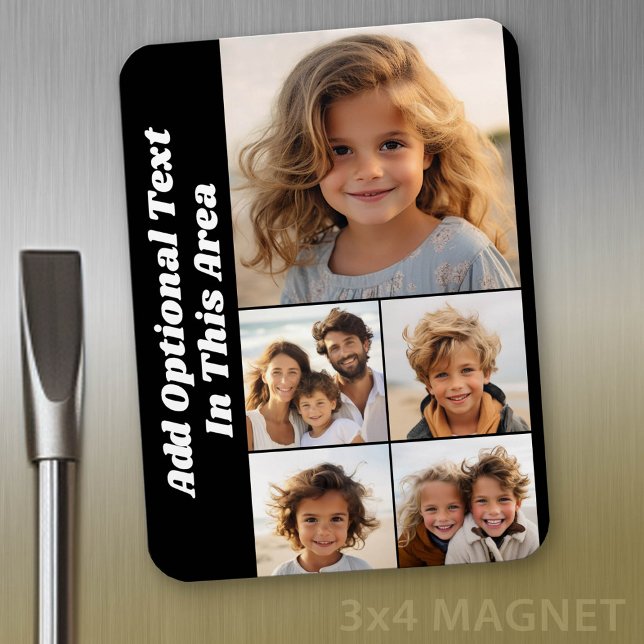 Magnet Flexible 5 Collage de photos - Texte facultatif - peut modi (Personalized fridge magnet - add photos and custom text)