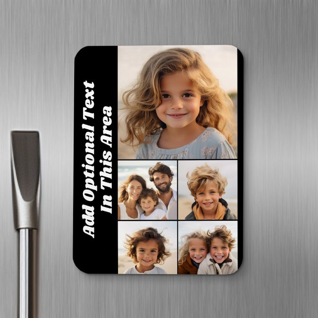 Magnet Flexible 5 Collage photo Texte facultatif - peut modifier n (Personalized fridge magnet - add photos and custom text)