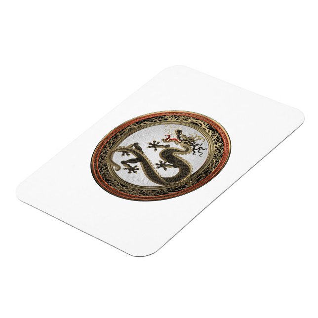 Magnet Flexible [600] Dragon oriental sacré noir et or (Côté Gauche)