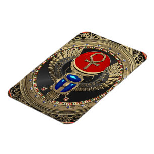 Magnet Flexible [600] Scarab en or sacré égyptien ailé avec Ankh