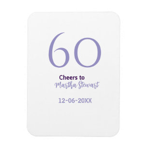 Magnet Flexible 60 & joyeux anniversaire violet gras nom date styl