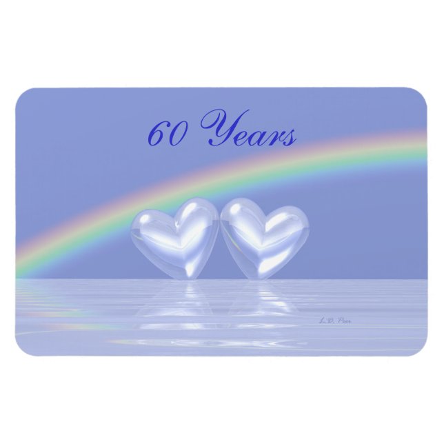Magnet Flexible 60e anniversaire Coeurs de diamants (Horizontal)