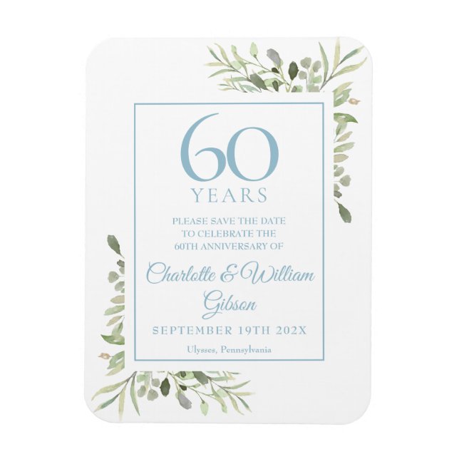 Magnet Flexible 60e anniversaire de mariage, carte à conserver ave (Vertical)