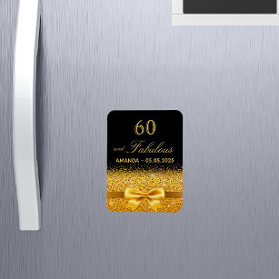 Magnet Flexible 60th birthday black gold elegant save the date