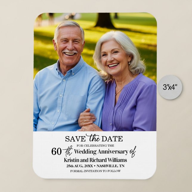 Magnet Flexible 60th Wedding Anniversary Save the Date Photo (Créateur téléchargé)