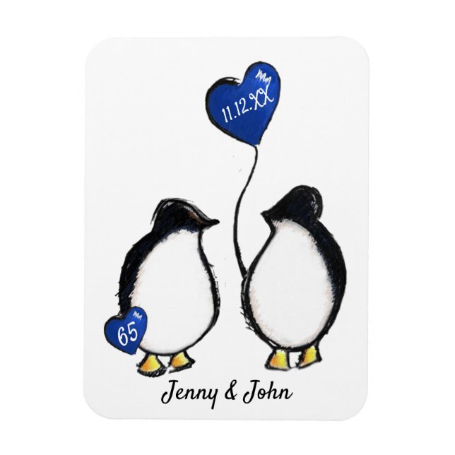 Magnet Flexible 65e anniversaire mariage pingouin aimant cadeau (Vertical)
