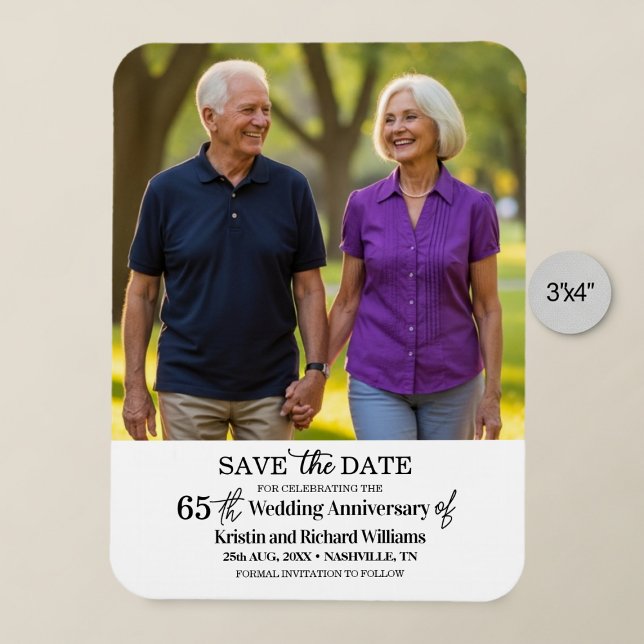 Magnet Flexible 65th Wedding Anniversary Save the Date Photo (Créateur téléchargé)