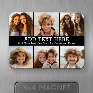 Magnet Flexible 6 Collage Photo 2 Lignes de Texte -- Peut Modifier