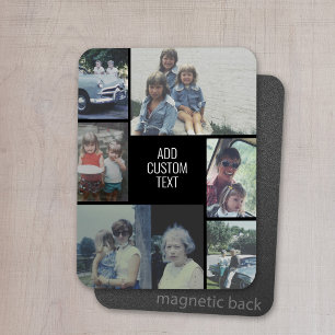 Magnet Flexible 6 photo collage - black background - white text