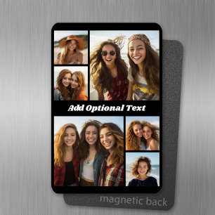 Magnet Flexible 6 Photo Collage Optional Text -- CAN Edit Color