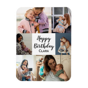 Magnet Flexible 6 Photos Collage Script personnalisé Anniversaire