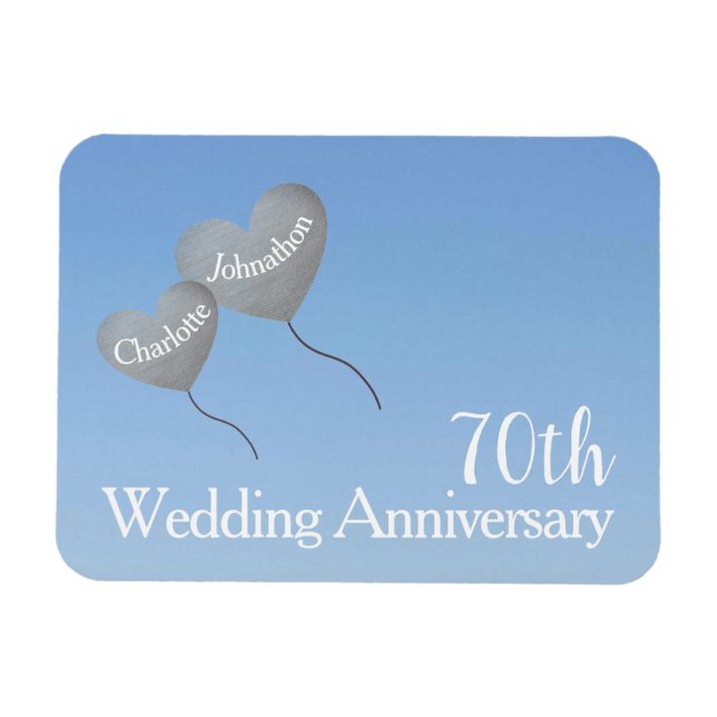 Magnet Flexible 70e anniversaire du mariage ballons cardiaques en  (Horizontal)