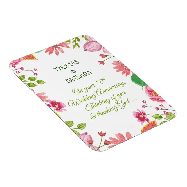 Magnet Flexible 70e anniversaire Mariage religieux Fleurs (Côté Droit)