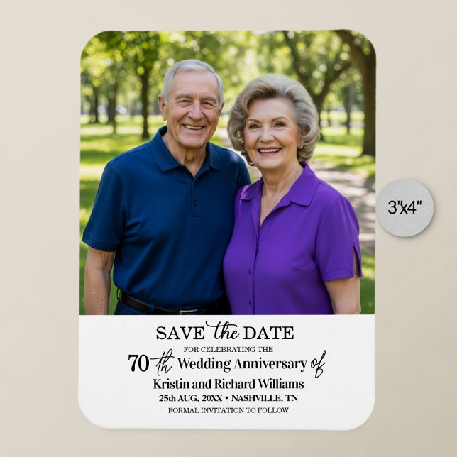 Magnet Flexible 70th Wedding Anniversary Save the Date Photo (Créateur téléchargé)