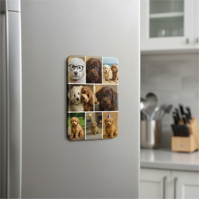 Magnet Flexible 8 Collage de photos personnalisé sur mesure (8 Photo Collage Personalized Custom Magnet by Ricaso. Upload your photographs - memories and gifts)