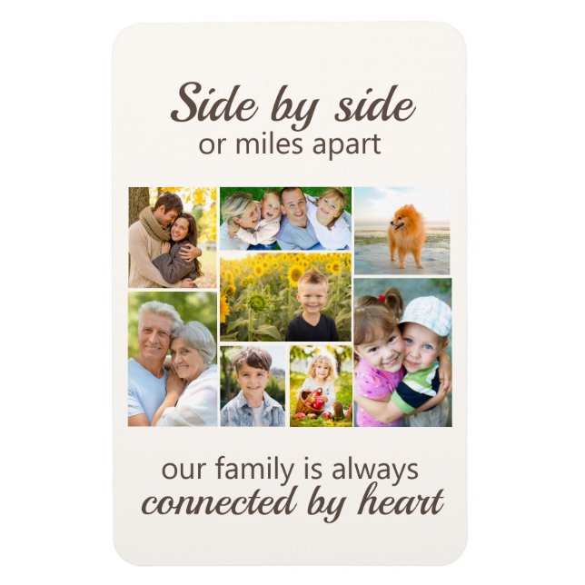 Magnet Flexible 8 Family Photo Keepsake Connected by Heart  (Vertical)