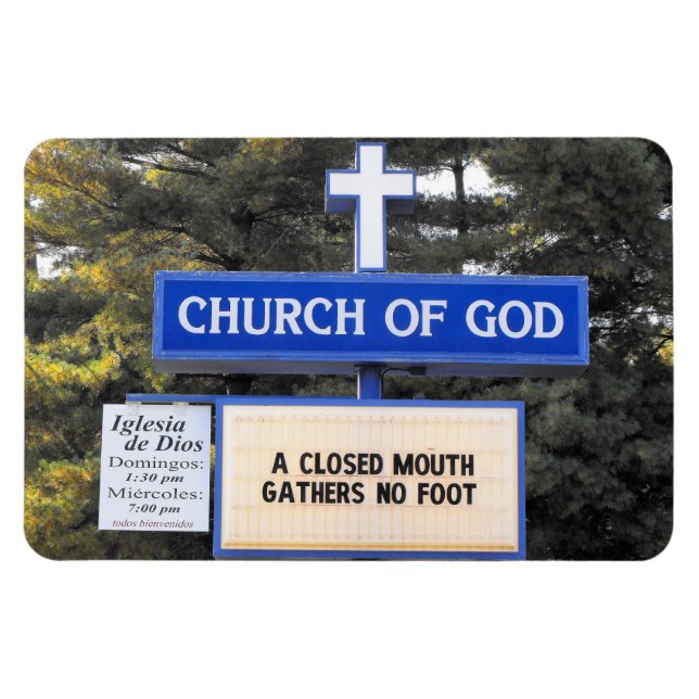 Magnet Flexible "A Closed Mouth Gathers No Foot" Church Sign (Horizontal)