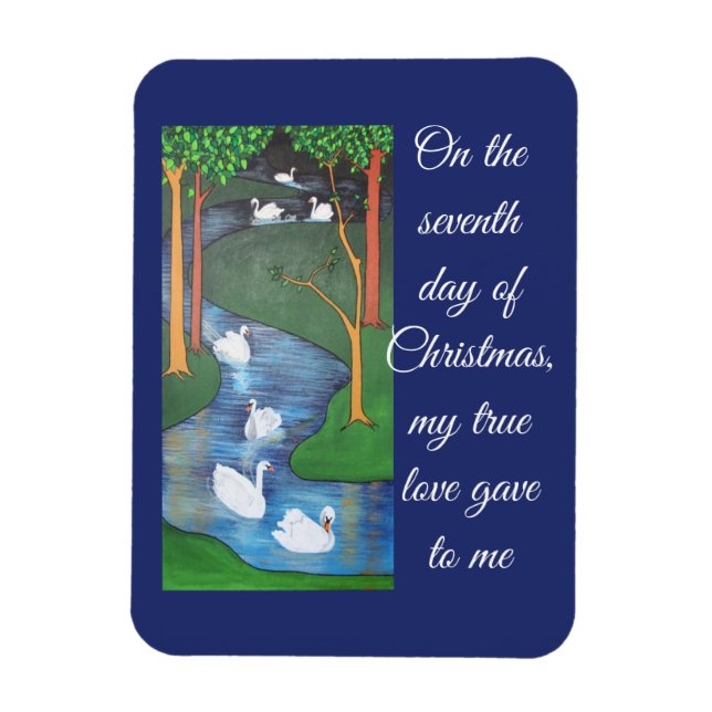 Magnet Flexible A Flock of Seven Swans-A-Swimming  (Vertical)