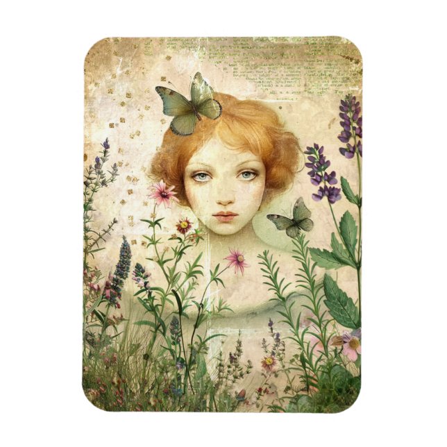 Magnet Flexible À la maison parmi les fleurs collage médiatique mi (Vertical)