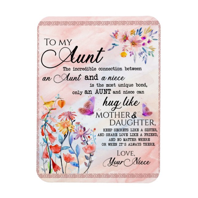 Magnet Flexible À Mon Cadeau Tante, Cadeau Papillon De La Nièce (Vertical)