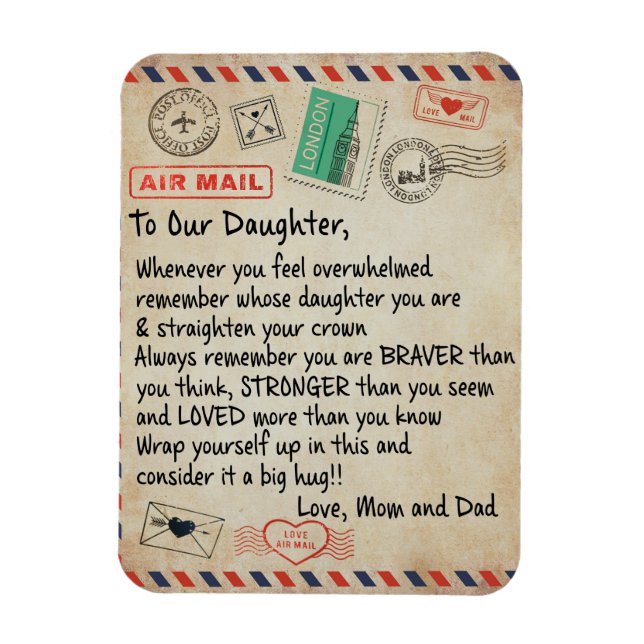 Magnet Flexible À Mon Don Fille, Lettre D'Amour À Notre Fille (Vertical)