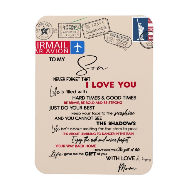 Magnet Flexible À Mon Fils Don, Maman Et Fils, Lettre D'Amour À So (Vertical)