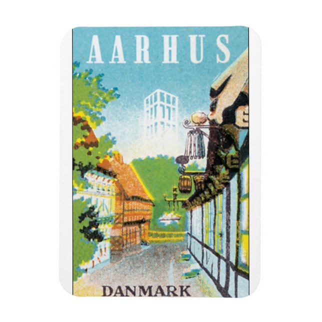 Magnet Flexible Aarhus Danmark Vintage Travel Poste (Vertical)