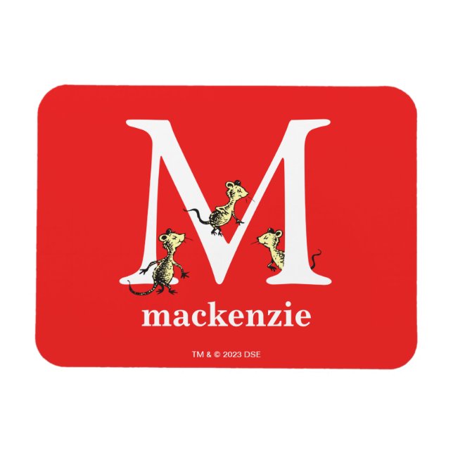 Magnet Flexible ABC du Dr Seuss : Lettre M - Blanc | Ajouter Votre (Horizontal)