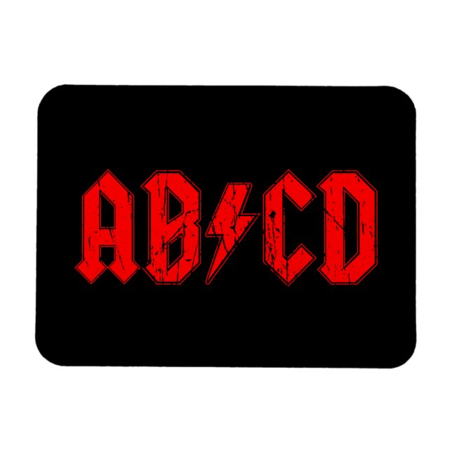 Magnet Flexible ABCD rock musique drôle symbole faux acdc blague é (Horizontal)