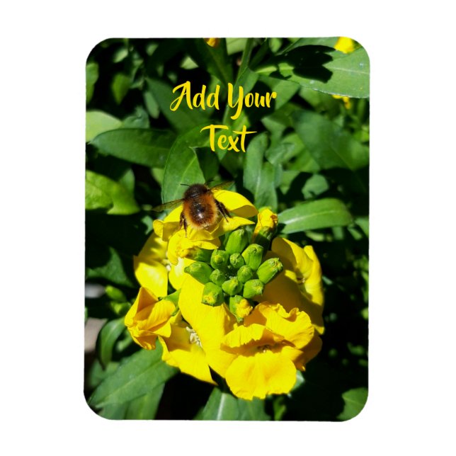 Magnet Flexible Abeille sur Fleurs Jaunes (Vertical)