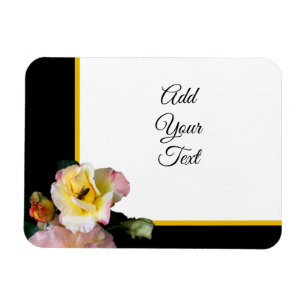 Magnet Flexible Abeille sur roses rose jaune Fleurs