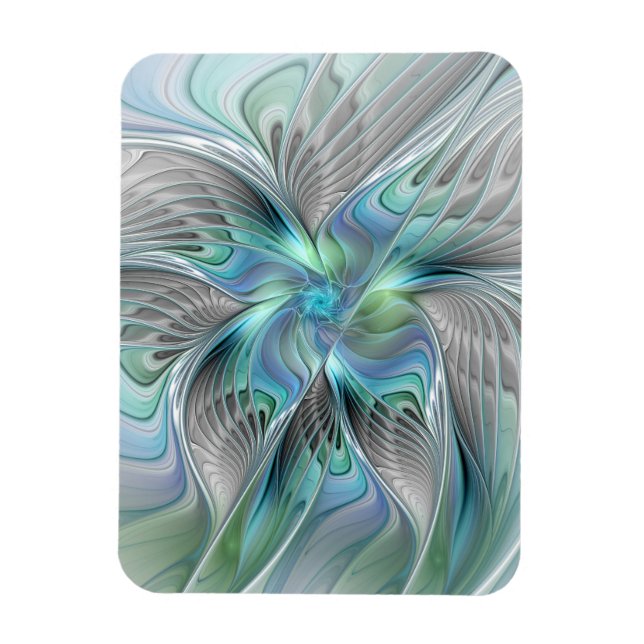 Magnet Flexible Abstract Blue Green Butterfly Fantasy Fractal Art (Vertical)