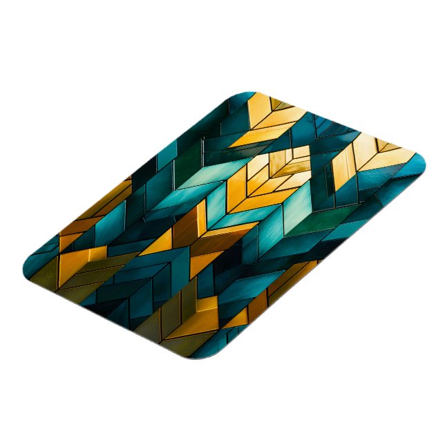 Magnet Flexible Abstrait Géométrique Moderne Élégant Or Sarcelle (Côté Gauche)